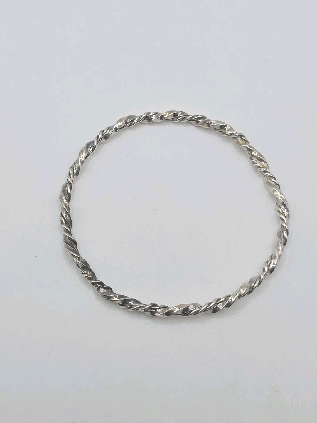Vintage Sterling Silver 925 Twisted Bangle Bracelet 7.75" 13g