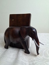 Wooden elephant book end, shelf decor 8"x7"