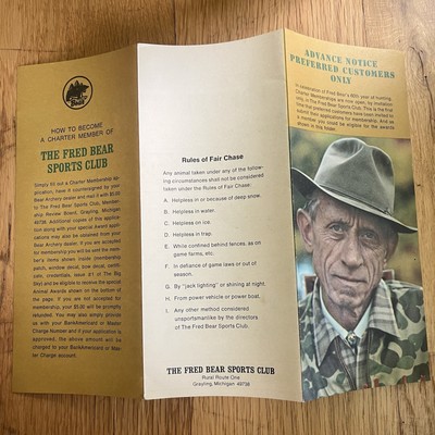 Brochure Vintage Fred Bear – The Big Sky Vol 8 #3 – Catalogue De Chasse à L'arc
