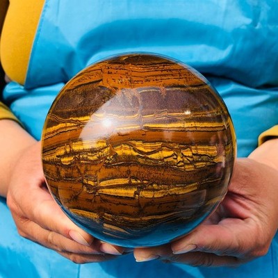 4LB Natural Tiger's Eye Ball Quartz Crystal Sphere Gem Specimen Healing