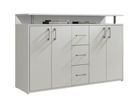 Highboard 4 TüRen 3 Schubladen Schrank Modernes Sideboard Kommode 139Cm Weiß