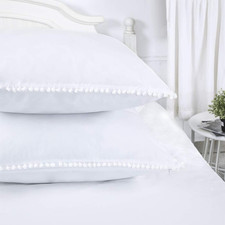 Pom Euro Sham Covers White European Sham 26X26 Set of 2 Decorative Euro Pillowca
