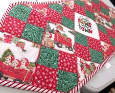 Handmade Quilted Christmas Santa Dog Table Runner