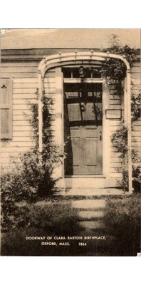 1864 Sepia Halftone Postcard Clara Barton Birthplace Doorway Oxford MA