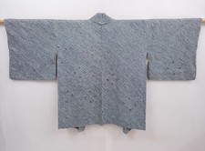 6313T06z530 Vintage Japanese Kimono Silk SHIBORI HAORI Green-Gray