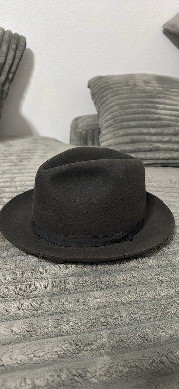 Worth & Worth Men's Gray Solid Fedora Hat Size 7 Pre-Owned Excellent