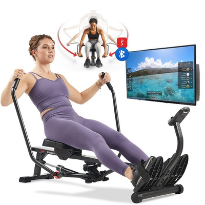 #ad Compact Smart Full Motion Rowing Machine Adjustable Resistance Workout Bluetooth $199.99