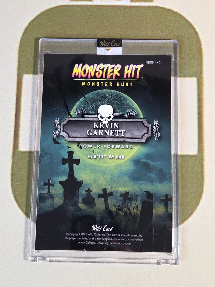 2025 Wild Card Haunted Hits Multi Sport KEVIN GARNETT 1/1 Oversized Monster Hit - Image 2 of 2