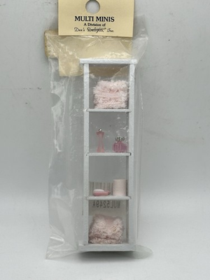 #ad Multi Minis Bathroom Shelf With Pink Accessories Bottles Tissue Soap Towels $18.00