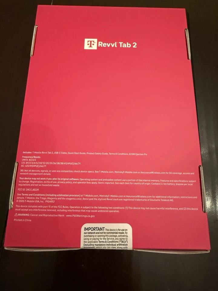 T-Mobile Revvl Tab 2 5G 64GB Android Tablet Black Cellular WIFI SEALED NEW BOX - Image 2 of 3