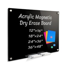Acrylic Black Magnetic Dry Erase Board 36x24 in Frameless 6090B