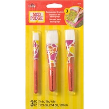 Mod Podge 10615 3 Piece Short Handle Brush Set 3 Piece, Multicolor