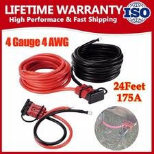 24 Ft Heavy Duty Quick Disconnect Winch Power Cable 4 Gauge 4 Awg Copper Wiring