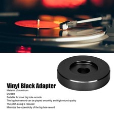 45 RPM Record Turntable Adapter Large Hole Conversion Sheet Vinyl Black Clamp