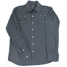 Camisa Occidental Vintage Y2K 7 Diamantes Para Hombres Lg Pin Rayas Bordada Charretera