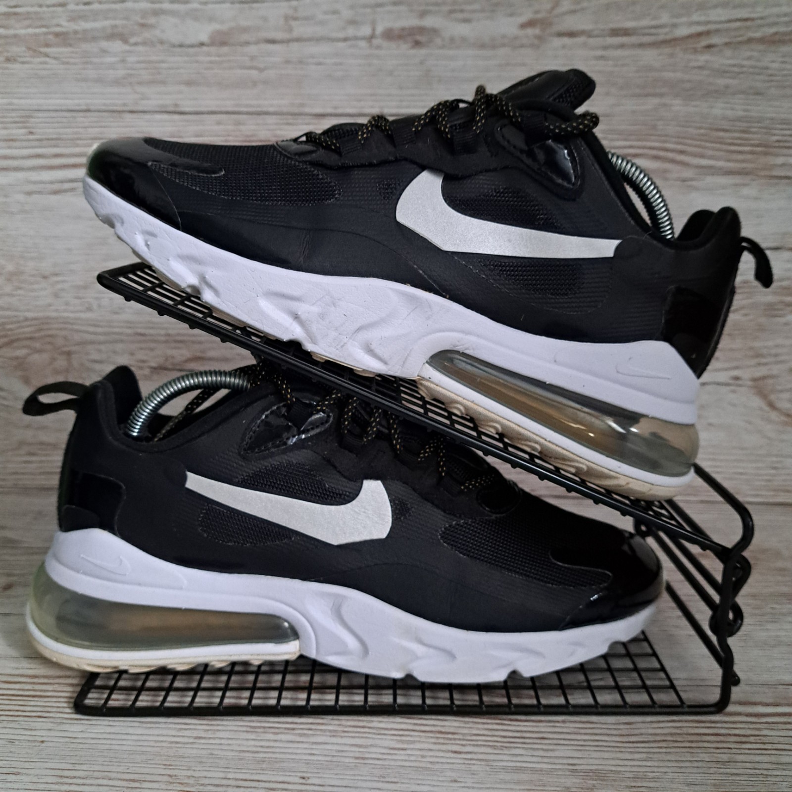 Nike React Air Max 270 Women's Running Shoes UK Size 6.5 Black Gold Logo