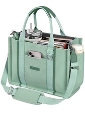 BESBESME Women  s Canvas Tote Bag with Zipper and Compartments   Mult