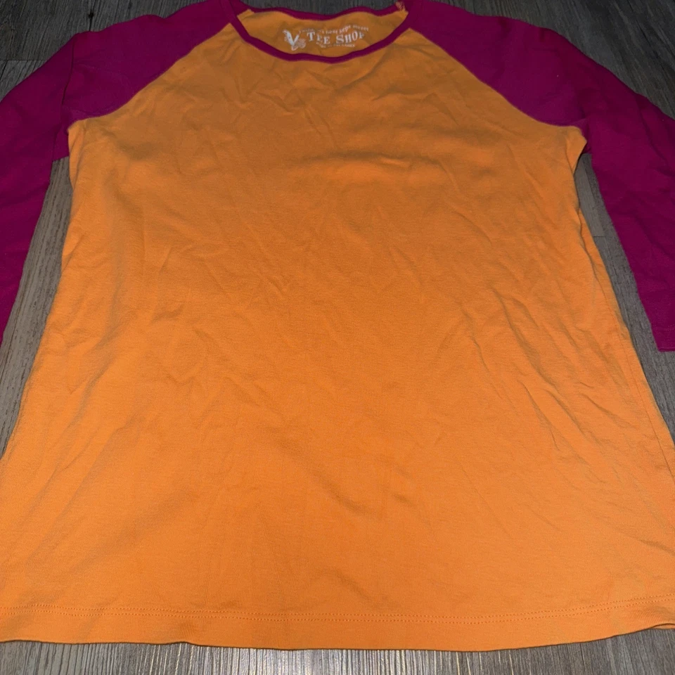 Vintage Fashion Bug Blank Raglan Shirt Top Women's Size XL magenta & Coral Y2K - Image 2 of 4