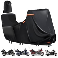 Waterproof Motorcycle Cover with Side Top Box,600D Heavy Duty Outdoor Motorcy...
