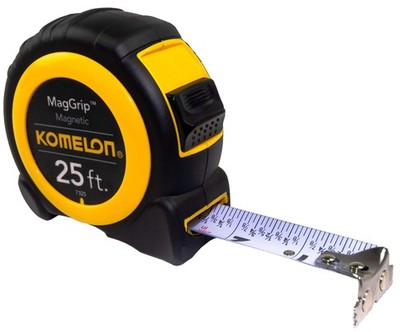 Komelon 7325; 25' x 1'' Magnetic MagGrip Tape Measure, 7.6 m, Yellow/Black