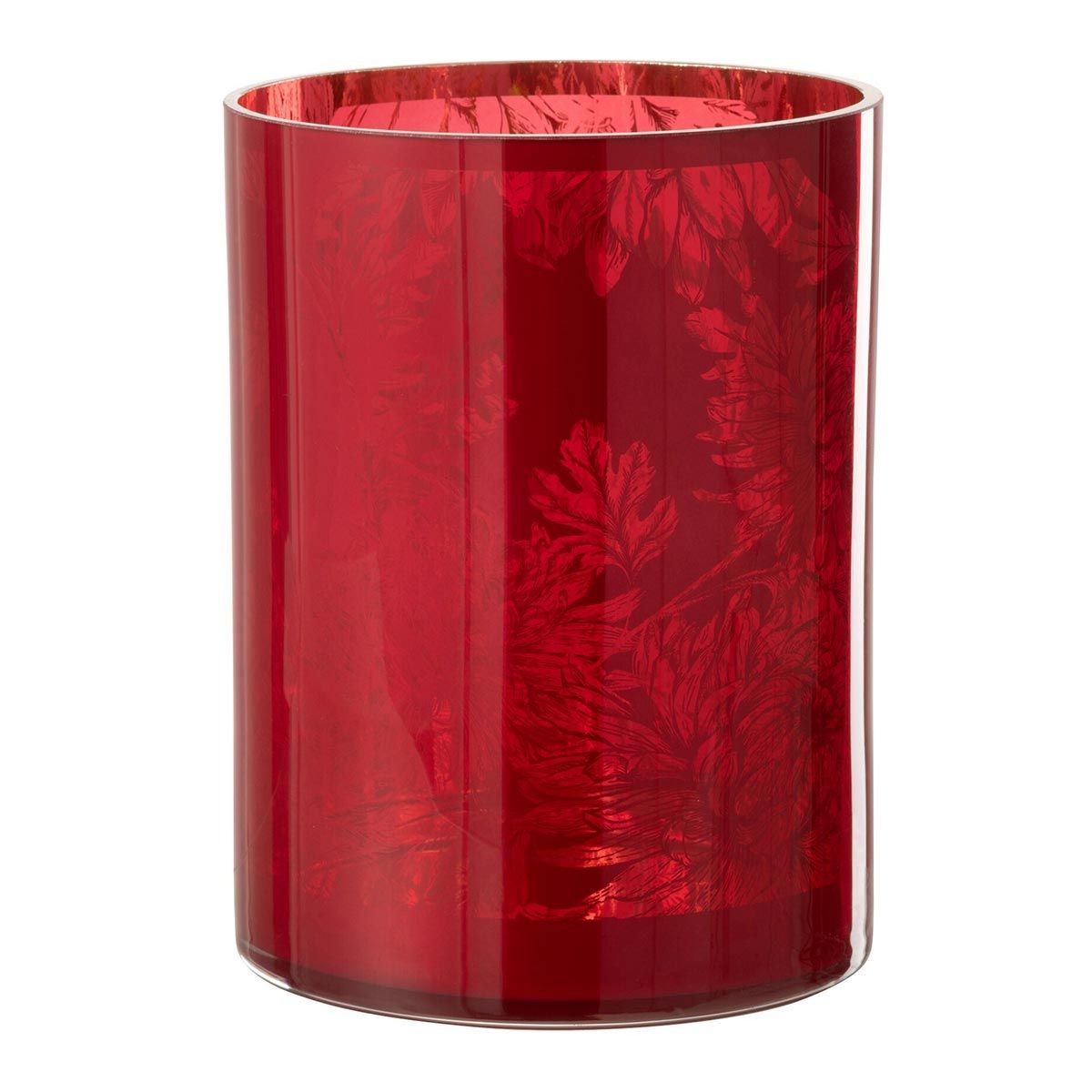 Photophore en verre rouge Flora 24cm pour bougie