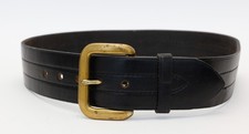 Vintage GAP Women's Size Medium Wide Black Genuine Leather Belt - Made In USA