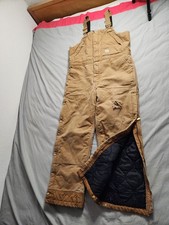Carhartt Firm Duck Insulated Biberall Overalls Mens Sz Medium Short Brown 105470