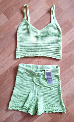 w.NEU*FB Sister*(New Yorker) Modisches Set Strick Top und Shorts Gr. 34/S grün