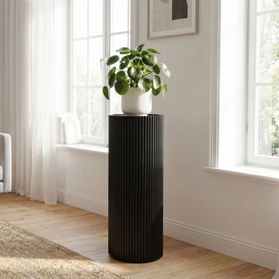 Colonne décorative bois massif 80cm colonne à fleurs ronde colonne en bois salon - Photo 1/4