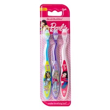 3 Pack Kids Toothbrushes Soft Bristles Pink Purple Blue Fun Designs