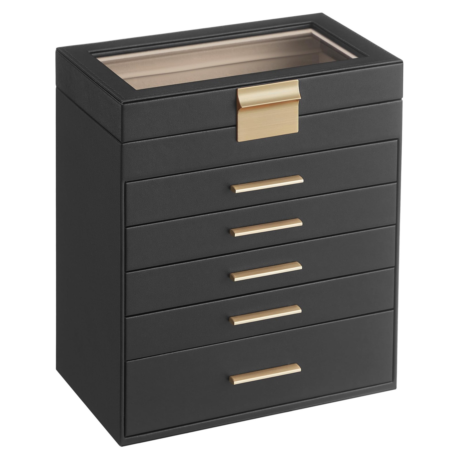 Органайзер для ювелирных изделий SONGMICS со стеклянной крышкой 6-слойное хранилище ювелирных изделий - Черный 8690₽