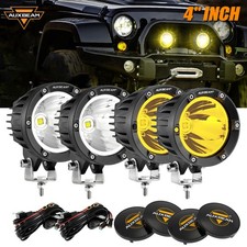 Auxbeam 4pcs 4 Led Work Light Amber White Fog Lampcover For 2005-09 Hummer H2