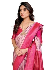Women's Kanjivaram Style Soft Silk Banarasi Sarees With Blouse Piece