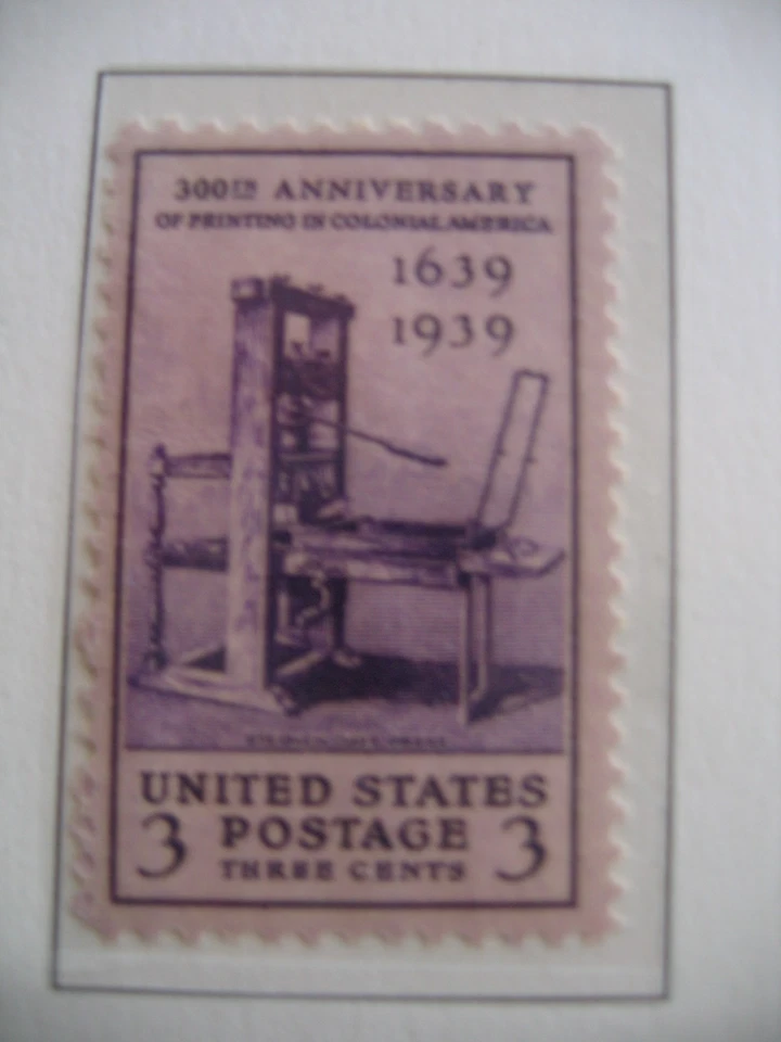 USA 1939 Sc# 857 Mi 453 : 300 years Stephen Daye's printing press - Bild 1 von 1
