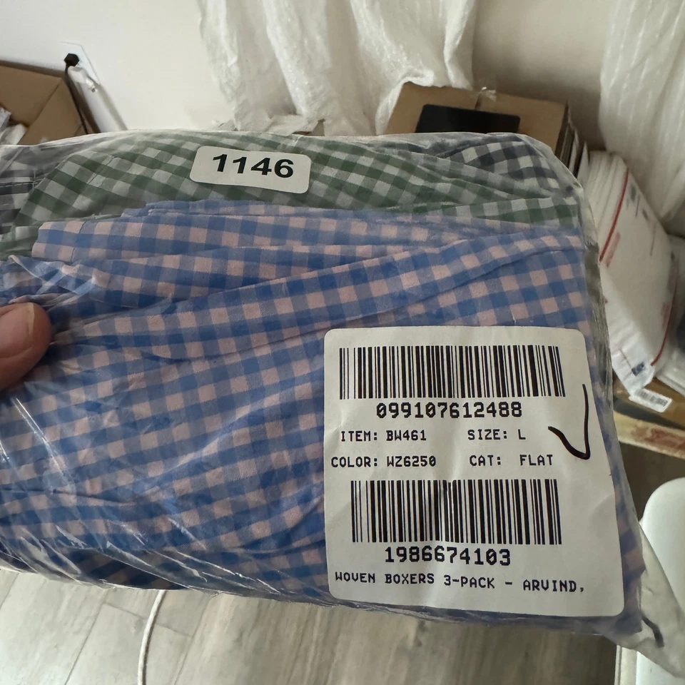 J.Crew Three-Pack Woven Boxers Mens L Multi Gingham Checked Lightweight Cotton - Image 4 of 4