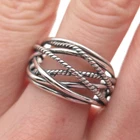 CAROLYN POLLACK 925 Sterling Silver Vintage Crisscross Oxidized Ring Size 10