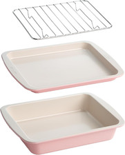 Juego de horno tostador antiadherente para hornear incluye bandeja para pasteles, bandeja para horno, estante, Stee de carbono