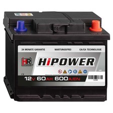 HR HiPower 60Ah Autobatterie 12V 600A ersetzt 46 55 63 65 75Ah