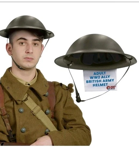 WW2 British Army Brodie Tommy Doughboy Style Costume Plastic Helmet Replica