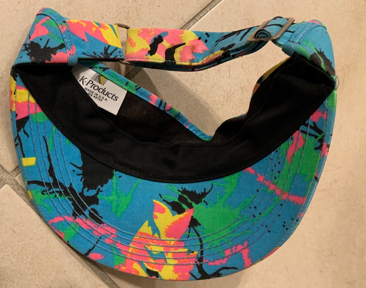 Vintage K-Products Neon Smirnoff Branded Visor, Adjustable. Rare 1990s Vintage Smirnoff Visor Hat Adjustable Splatter  main image 4