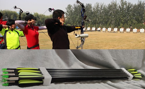 12Pcs Fiberglass Arrow 30" Feild Tips Archery Train Exercise Nocks Spine 500 - Picture 10 of 15