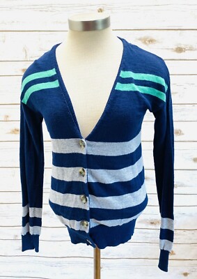 ARIZONA JEAN Women Long Sleeve Button Down Striped V-Neck Cardigan Top Sz Small