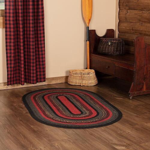 Cumberland Vorleger oval 27 x 48. INKLUSIVE Teppichunterlage. VHC Marken. Schwarz/Rot/Hellbraun - Bild 2 von 6