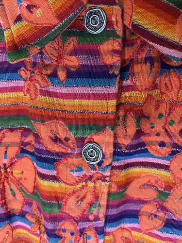 Chicos Design Damen Blumenmuster hawaiianische Jacke orange gestreift bestickter Mantel 2 - Bild 3 von 9