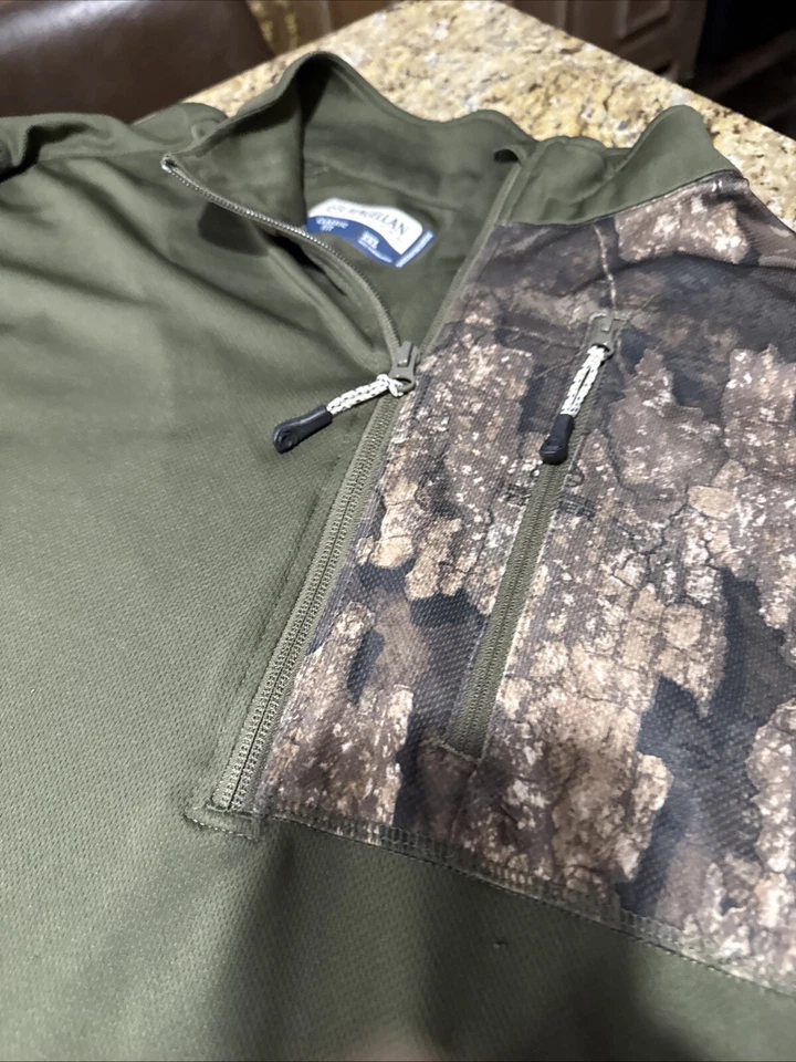 Magellan Outdoors 2XL Quarter Zip Long Sleeve Pullover Zip Pocket Green/Camo Cpx - Image 3 of 4