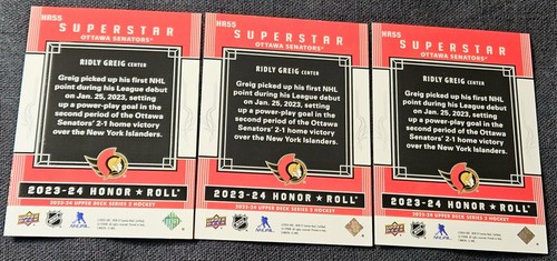 2023-24 Upper Deck Series Silver /250 Ridly Greig Superstar #HR-55 - Picture 2 of 2