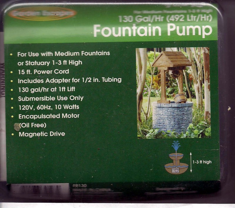 GARDEN ESCAPE FLOW RITE 130 Gal/Hr{492 Ltr/Hr} FOUNTAIN PUMP NEW IN WRAPPING