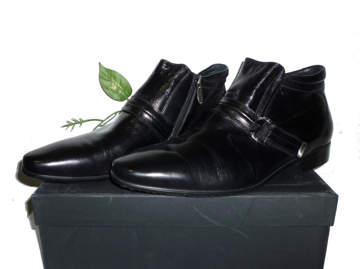 Basconi  Men’s Black Leather Slip-On Loafers Size 42 Basconi Black Mens Loafer Leather Stretch High Top Dress  main image 4