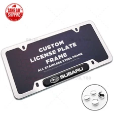 For Subaru Sport Front / Rear License Plate Frame Cover Stainless Steel Chrome