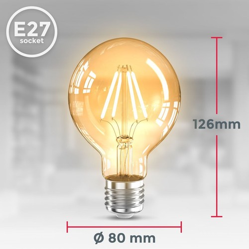 3x LED Edison Bulbs Globe Retro Vintage E27 Warm White Light Lamp G80 4W - Picture 11 of 12